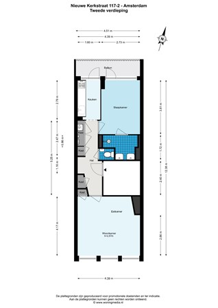 Floorplan - Nieuwe Kerkstraat 117-2, 1018 VJ Amsterdam